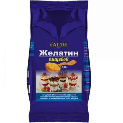 Желатин гранулированный 180 bloom VAL'DE, 100г.