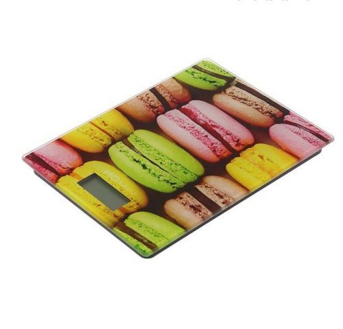 Весы электронные кухонные, 7кг, стекло, Luazon LVK-702 Макаруны
