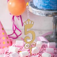 Топпер-свеча "5" золото